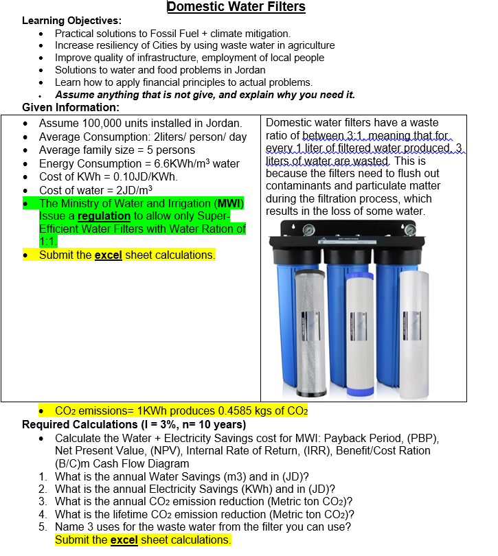 solve all calculations and use Excel Learning Objectives: - Practical solutions to