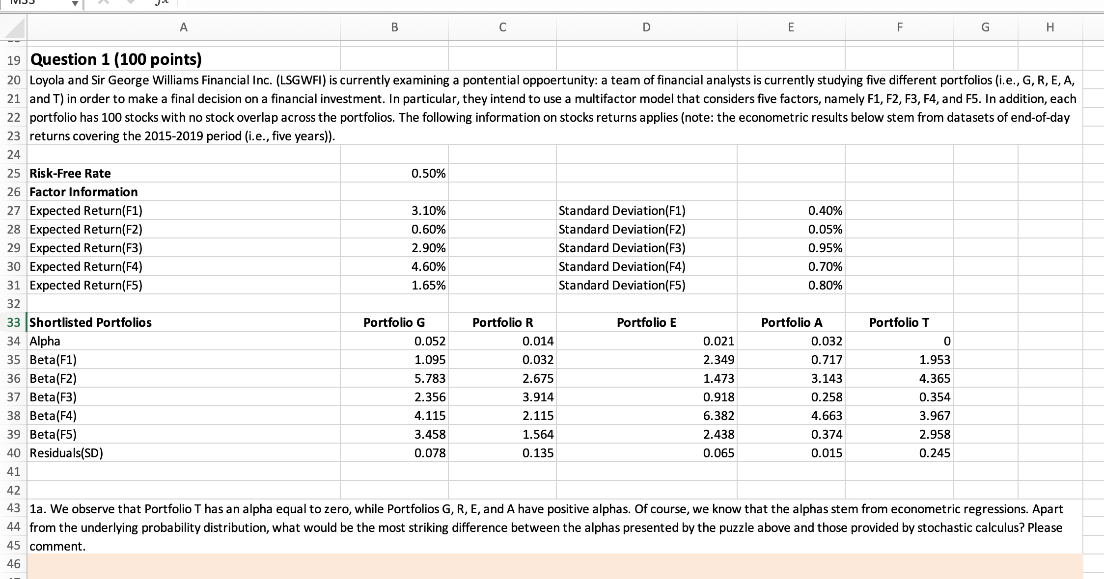  A B D E F G H 19 Question 1 (100