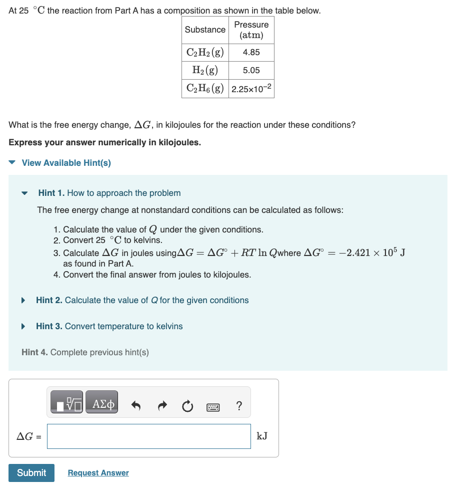  At 25C the reaction from Part A has a composition as