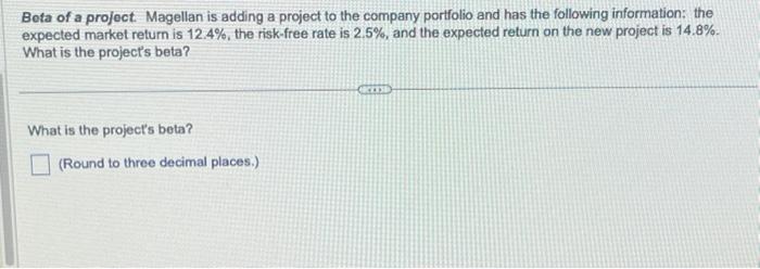  Beta of a project. Magellan is adding a project to the