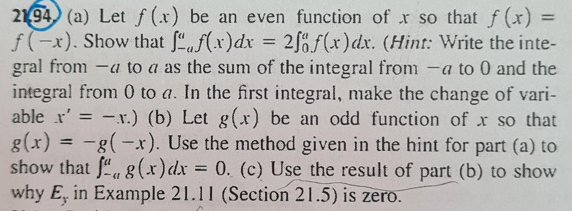- 2194) (a) Let f (1) be an even function of