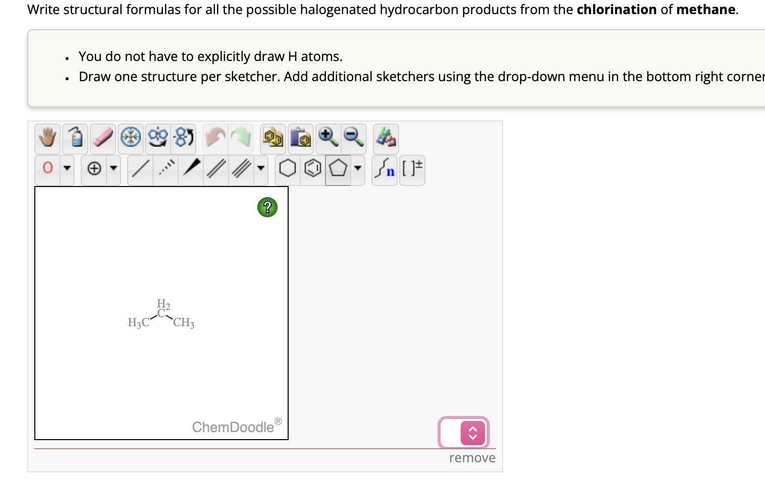 Write structural formulas for all the possible halogenated hydrocarbon products from