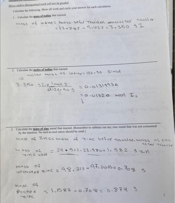 Explain how the observations that were made were indicative of a chemical