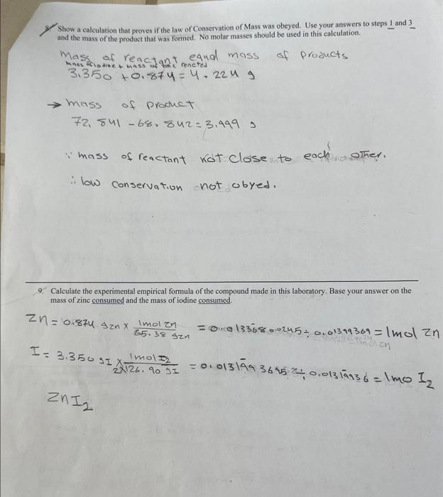choice. 3. Is the Law of Conservation of Mass always obeyed? What