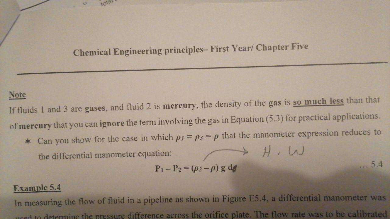  tota Chemical Engineering principles, First Year/ Chapter Five Note If fluids