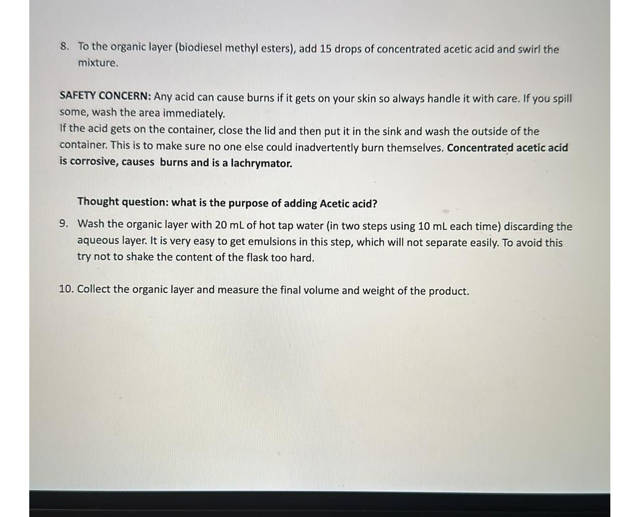  ctice - Experimental assignment Biodiesel Appendix: M separatory funnel Note: Clean
