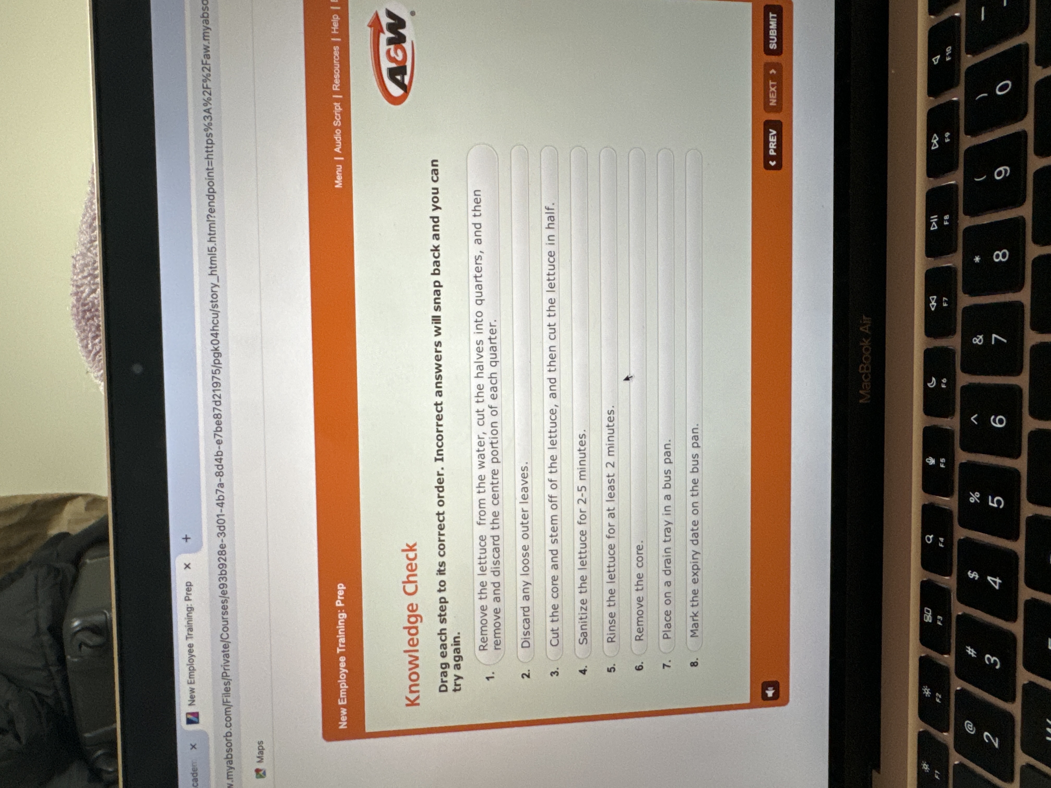  Knowledge Check Drag each step to its correct order. Incorrect answers