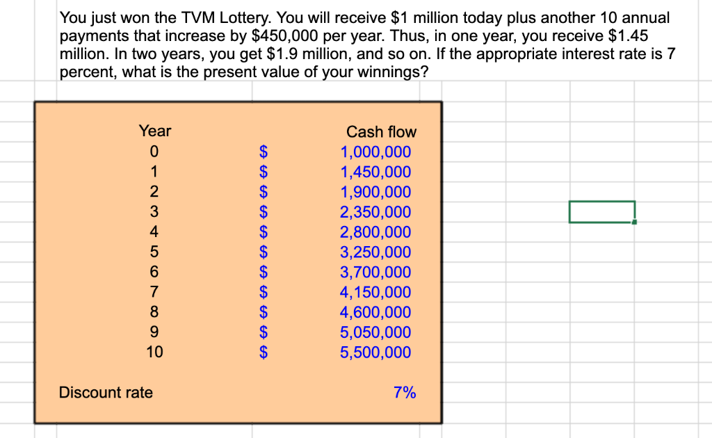 PLEASE PUT EXCEL FORMULAS IN WHEN CALCULATING YOUR ANSWERS: You just won