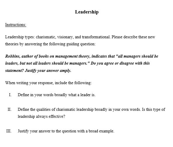 Can you help with the premises based on the types of leadership?