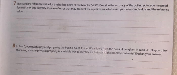 please answer question number 7, I got 65c for the methanol boiling