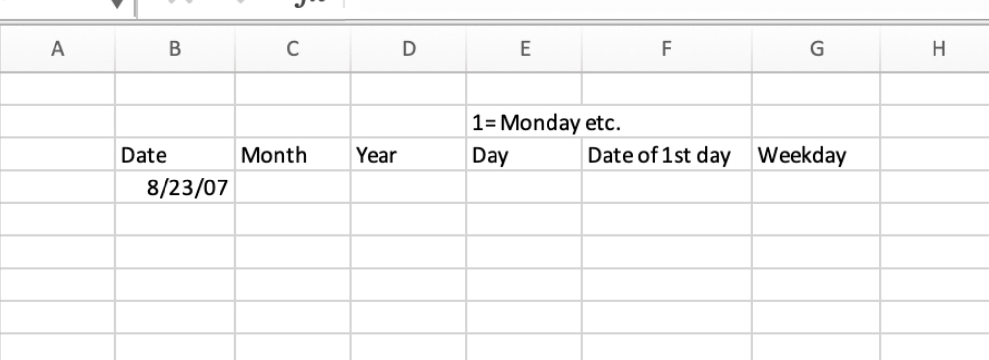  Given this date, find a way to have Excel compute the