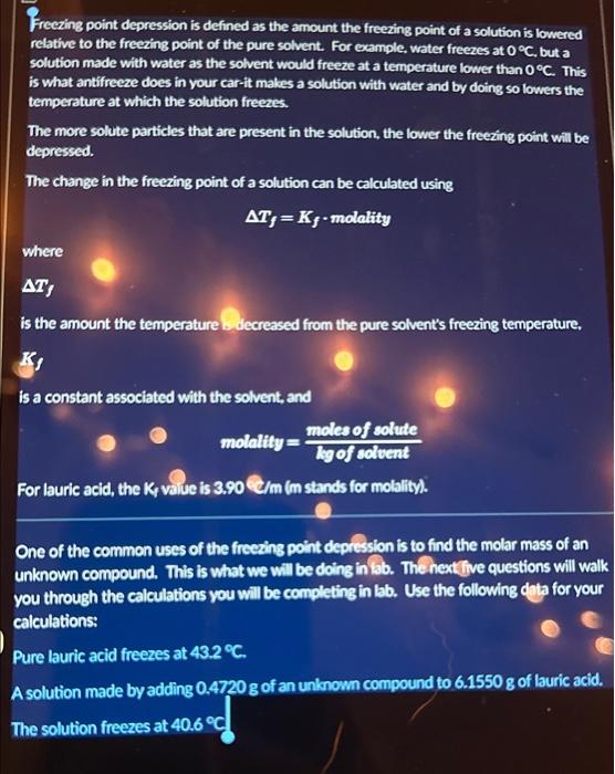  1.How much did the freezing point go down when the solute