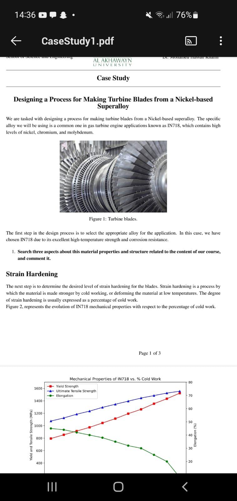 Material science : please I only need the calculations . Designing a