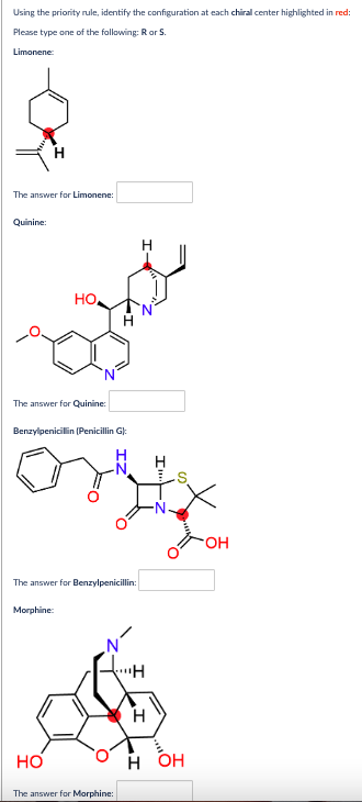  Using the prionity rule, identify the configuration at each chiral center