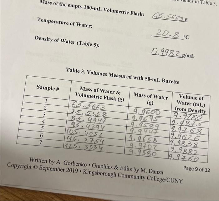 , steps 7,8 and report those values in Table 2. described in