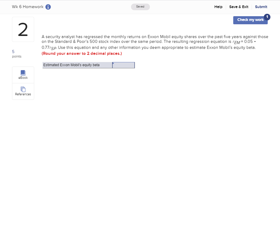  Wk 6 Homework A Saved Help Save & Exit Submit Check
