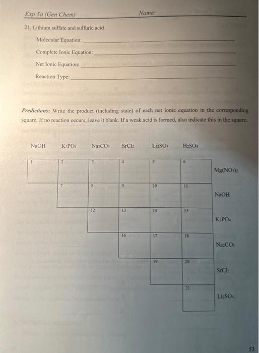 please how to do number 21 and the prediction table 21. Lithium