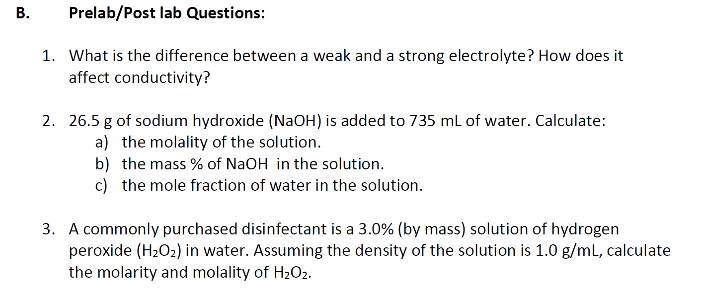  B. Prelab/Post lab Questions: 1. What is the difference between a