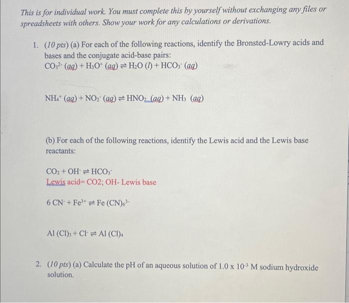  This is for individual work. You must complete this by yourself