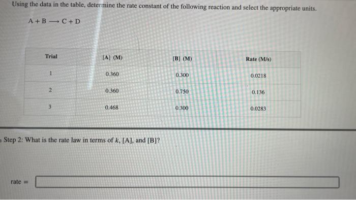 A+BC+D Step 2: What is the rate law in terms of