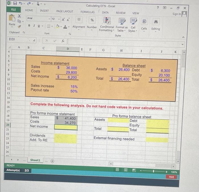 excel formulas only* ? 1 FILE Calculating EFN- Excel FORMULAS DATA REVIEW