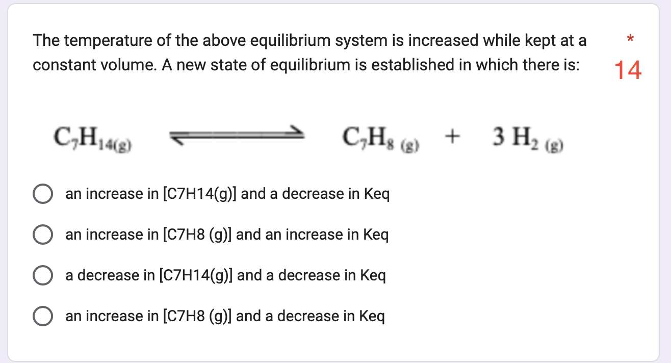The temperature of the above equilibrium system is increased while kept