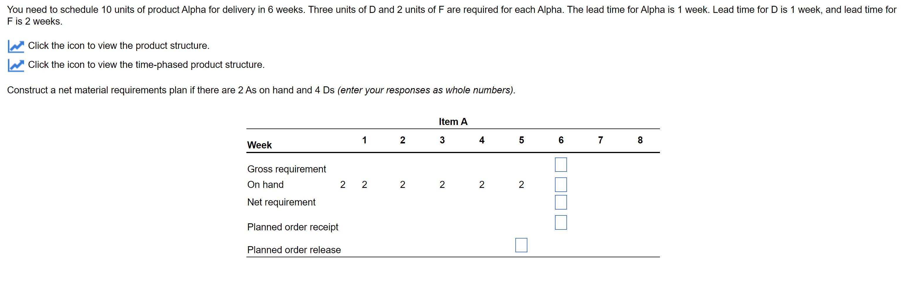 F is 2 weeks. Click the icon to view the product