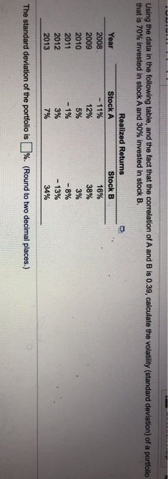  Using the data in the following table, and the fact that