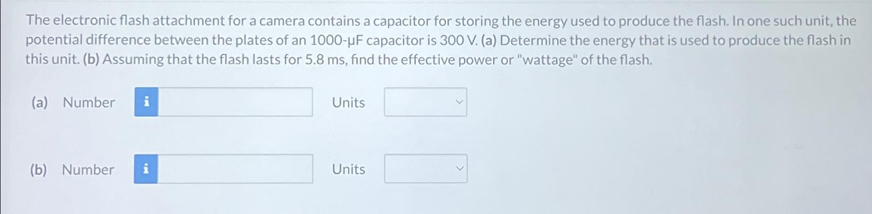 The electronic flash attachment for a camera contains a capacitor for