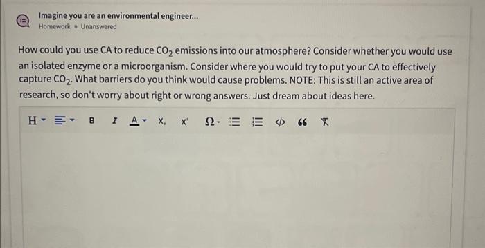 Please help with this question! Imagine you are an environmental engineer... Homework