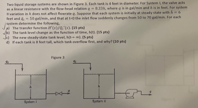 Two liquid storage systems are shown in Figure 3. Each tank