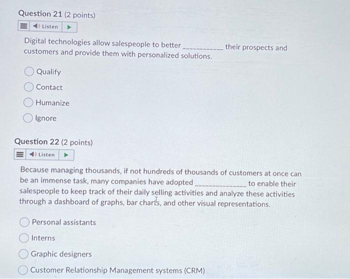 Individual relationships Gatekeepers Question 18 (2 points) can help salespeople discover the