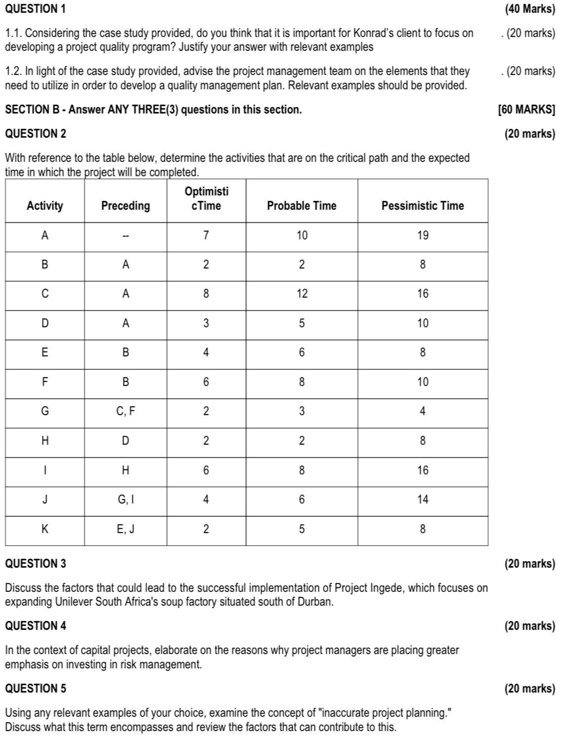  QUESTION 1 (40 Marks) 1.1. Considering the case study provided, do