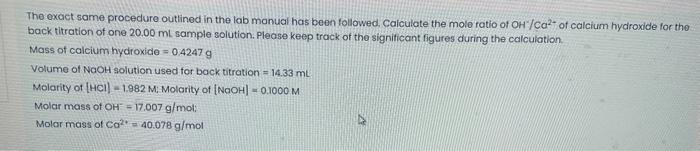  The exact same procedure outlined in the lab manual has been