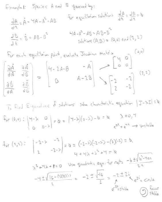 ship of A and B dtdA=kA2BdtdB=3BA2+1 a. one value of B that