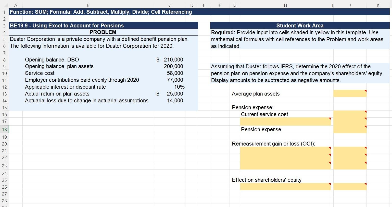  A B C DEF G H J K 1 Function: SUM;