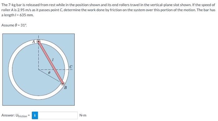  The 7-kg bar is released from rest while in the position