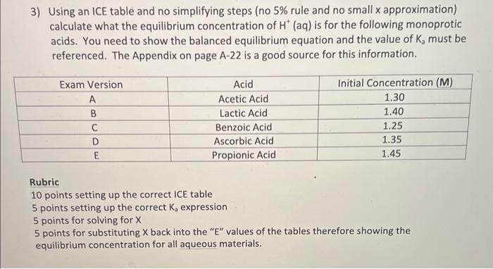 need benzoic acid asap 3) Using an ICE table and no simplifying