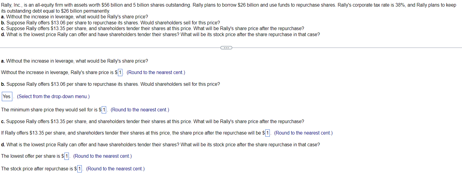 its outstanding debt equal to $26 billion permanently. a. Without the