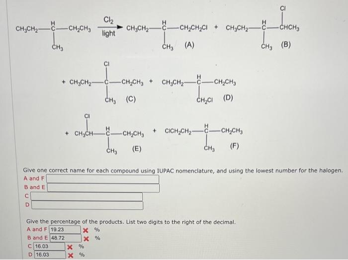  Give one correct name for each compound using IUPAC nomenclature, and