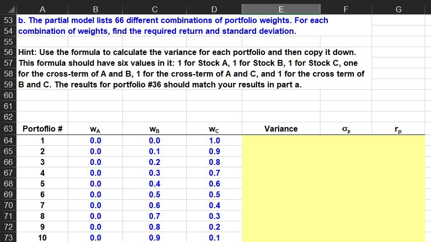 Please use excel to solve and show the excel formulas so I
