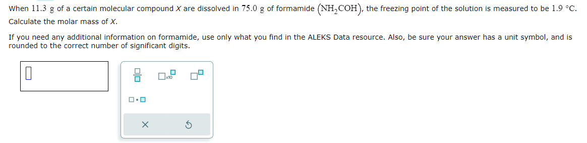 When 11.3g of a certain molecular compound X are dissolved in