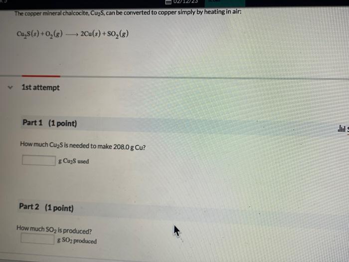 include phases. Part 2 (1 point) x Feedback Calculate the mass of