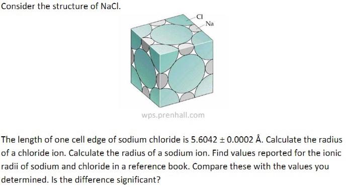  PLEASE HELP WITH THIS QUESTION :) Consider the structure of NaCl.