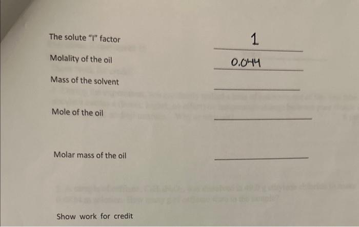 mole of the oil, and molar mass of the oil. Data Sheet: