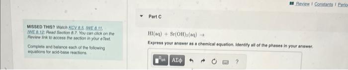 complete and balance the equation for acid - base equation : Hi(aq)