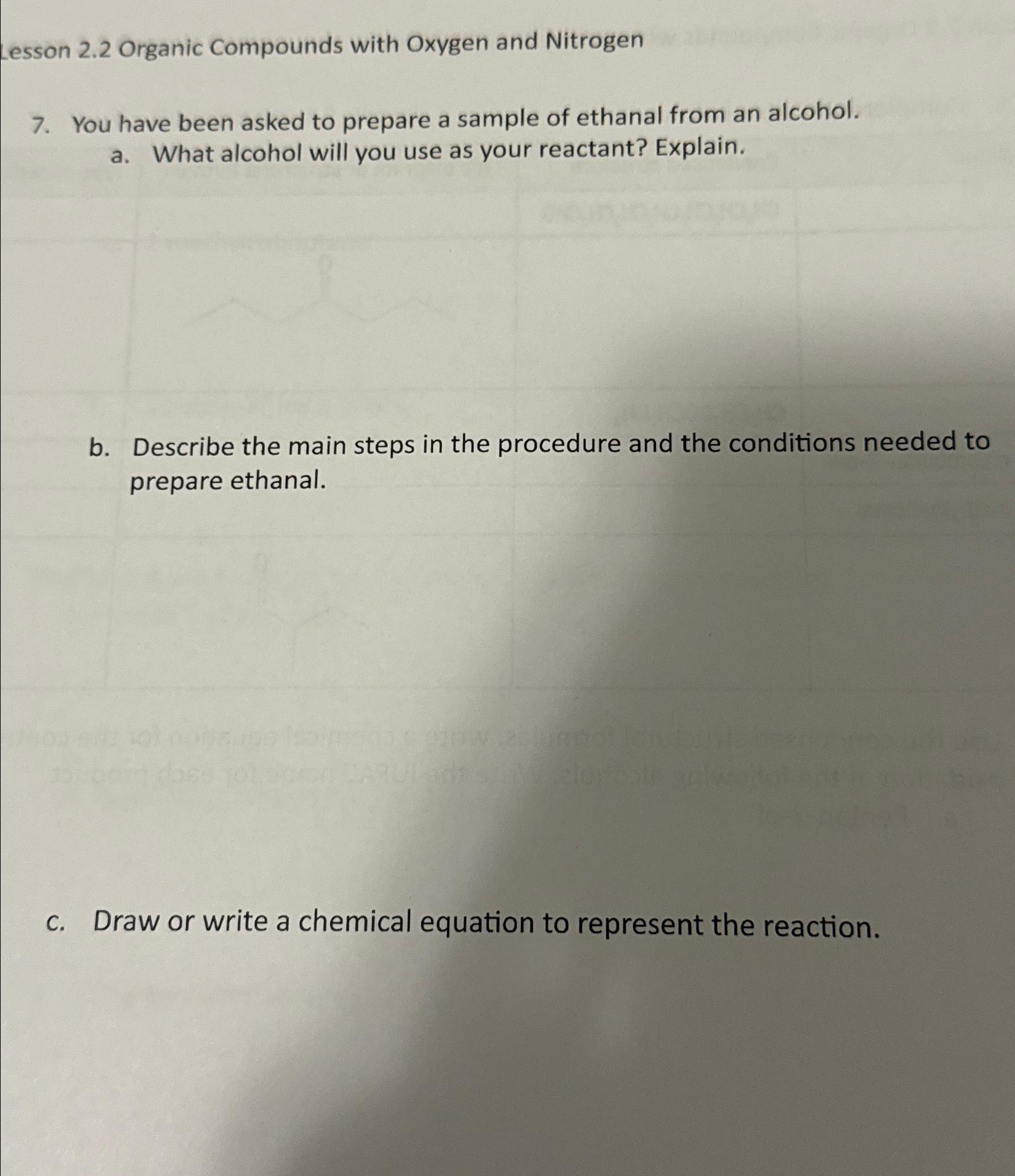  Lesson 2.2 Organic Compounds with Oxygen and Nitrogen 7. You have