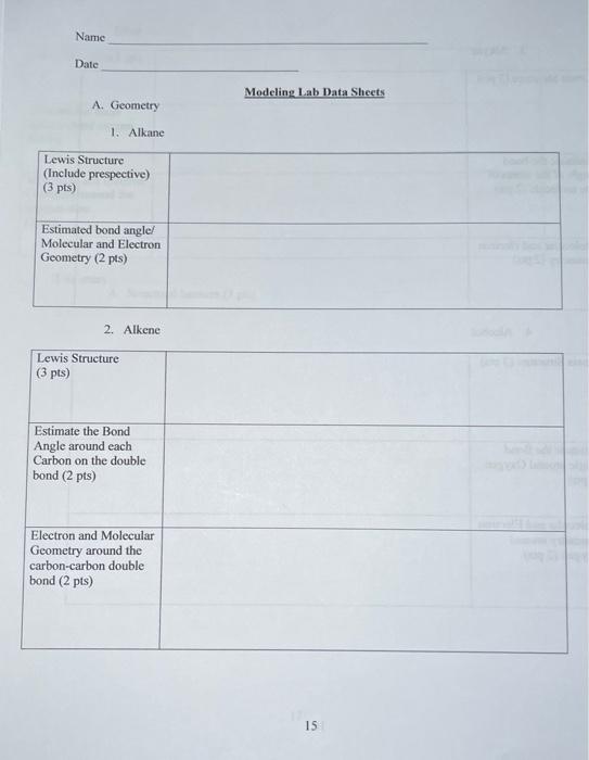 help please 2. Alkene 3. Alkyne Lewis Structure ( 3 pts) Estimate