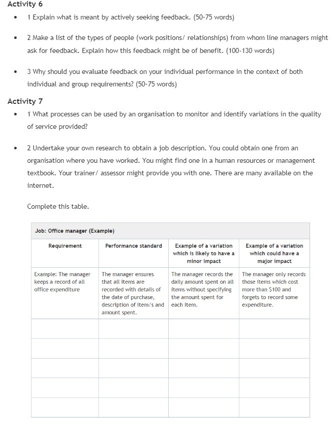 Activity 6 1 Explain what is meant by actively seeking feedback.