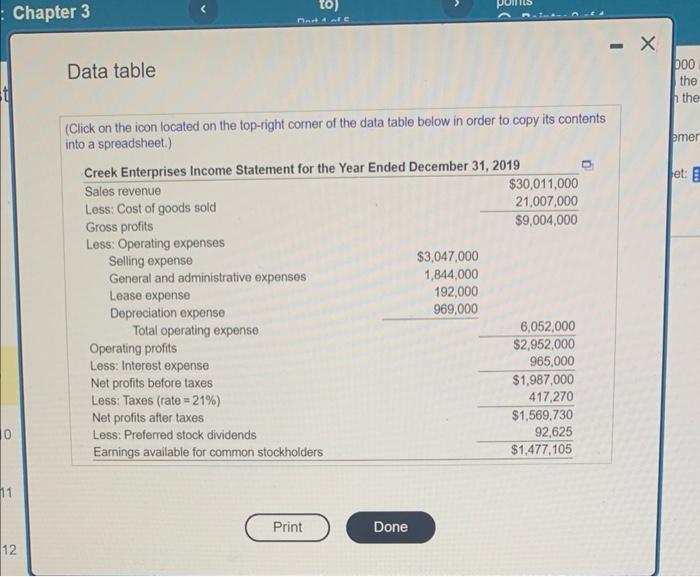  Data table (Click on the icon located on the top-right corner